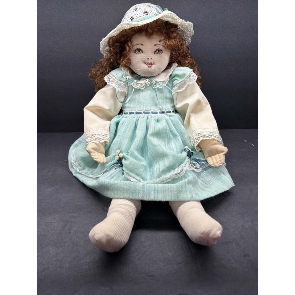 RARE Victorian Alice in Wonderland Needlepoint 18" Doll UNIQUE beauty - Picture 5 of 11